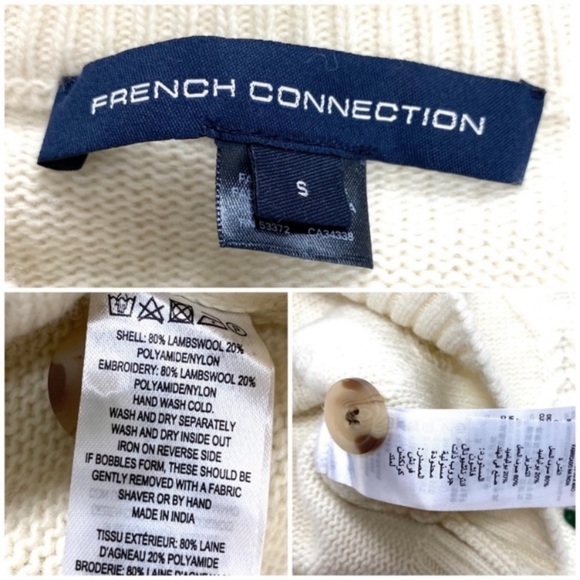 FRENCH Connection Kinsley Floral Embroidered Lambswool Cardigan in Vanilla Cream - Picture 5 of 12